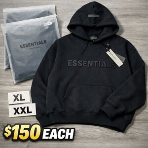 Essentials Black Hoodie for Men